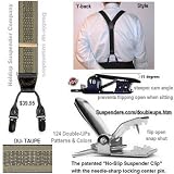 Taupe Colored Mens Suspenders with Dual Patented No-slip Clips