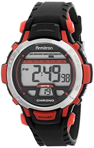 Armitron Sport Women's 45/7036RED Red Accented Black Resin Strap Digital Chronograph Watch