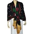 Tie & Dye Shawl Wrap in Wool Fabric in Black Color 80 x 35 inches