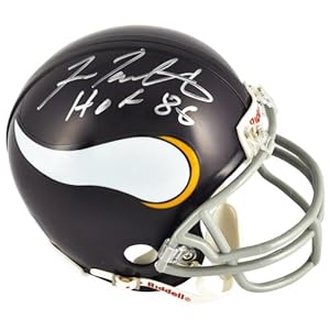 Fran Tarkenton Minnesota Vikings Autographed Riddell Throwback Mini Helmet with HOF 86 Inscription - Memories - Mounted Memories Certified