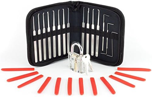 QuikPix Stainless Steel Lock Tool Set with Clear Practice Lock and 40 Page Ebook Guide