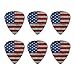 Rustic American Flag Wood Grain Design Novelty Guitar Picks Medium Gauge - Set of 6