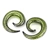 Pair Green Glitter Pyrex Glass Drop 0g 0