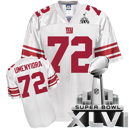 Super Bowl XLVI champions NFL Authentic Jerseys New York Giants Osi Umenyiora WHITE Jersey Size 56 (Ship By DHL)