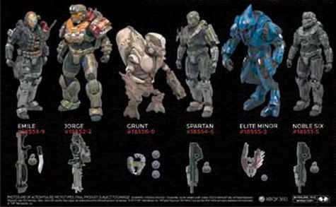Halo REACH series 1 Action Figure set by McFarlane Toys 5-6 tall + FREE HALO REACH T-Shirt