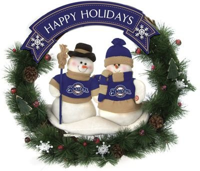 Milwaukee Brewers Team Snowman Christmas Wreath