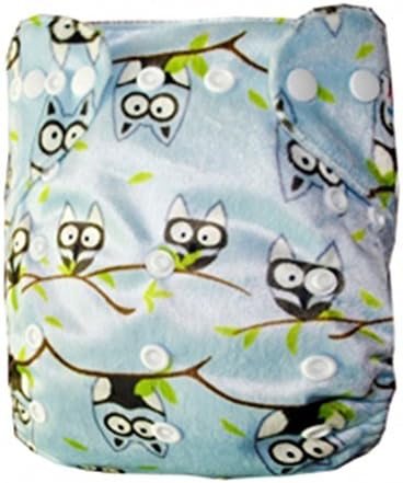 Reusable Washable Microfleece One Size Cloth Diapers, Owl Printed