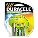 Duracell Pre Charged Rechargeable Nimh AAA Batteries, 4-Pack