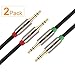 Super HD 3.5mm Aux Stereo Audio Cable Tangle-Free Slim Cable Male Type Compatible for Car,Stereo Audio Devices,PC,Tablets,Smartphones and MP3 players -24K Gold Plated Step Down Design Metal Connectors with High Purity Oxygen Free Copper Conductor -2Feet-2Pack