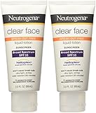 Neutrogena Clear Face Break Out Free Liquid Lotion Sunscreen SPF 55 - 3 oz (Pack of 2)
