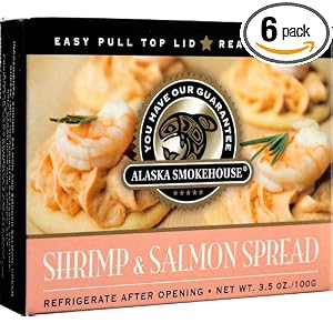 Alaska Smokehouse Shrimp and Salmon Spread Serving Design, 3.5 Ounce Boxes (Pack of 6) by Alaska Smokehouse