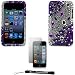 Purple Jewel Luxury Design Premium Crystal Shiny Rhinestone Carrying Cover Protective Case for New Apple iPod Touch 4 ( 4th Generation 8GB, 16GB, 32GB ) + Includes a Anti Glare Screen Protector