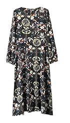 Cotton Shift Floral Print Full Length Vintage Spring Summer Winter Long Sleeves Maxi Dress 