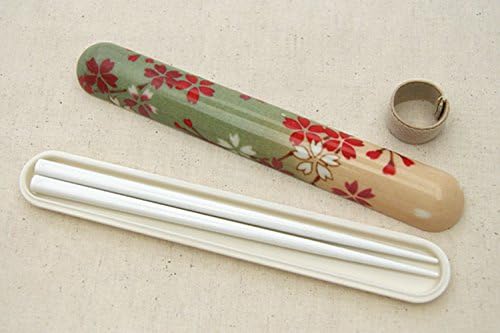 Paste Japanese Pattern cloth chopsticks , chopstick case set cherry green