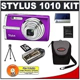 cheap Olympus Stylus 1010 10.1MP Digital Camera with 7x Optical Zoom (Purple) + 4GB microSDHC Card with Card Reader + Spare Li-50B Battery + Compact Padded Camera Case