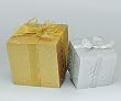 6" Gold Glitter Bow Gift Box Christmas Decoration #J7919GO