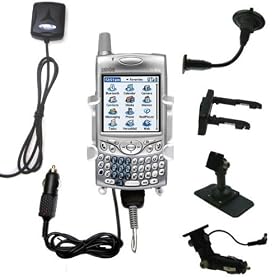 Car / Auto Multi Adapter Mount Holder GPS Navigation Kit for the Handspring Treo 650 with built in charger - Gomadic Brand