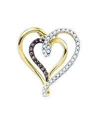 0.25ctw Cognac Chocolate Brown & White Round Diamond Heart Pendant