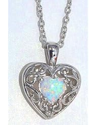 OPAL HEART DIAMOND PENDANT WHITE GOLD QUALITY