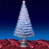 6ft 180cm White Fibre Optic Christmas Tree Blue LED