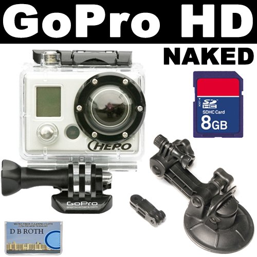 GoPro HD Naked HERO High-Definition Waterproof Digital Camera + GoPro Suction Cup Mount + SD 8GB Memory Card