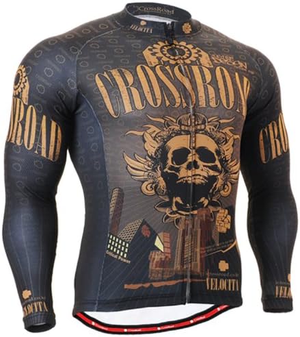 Fixgear Mens Skull Cycling Jersey Long Sleeve Brown Xxxl