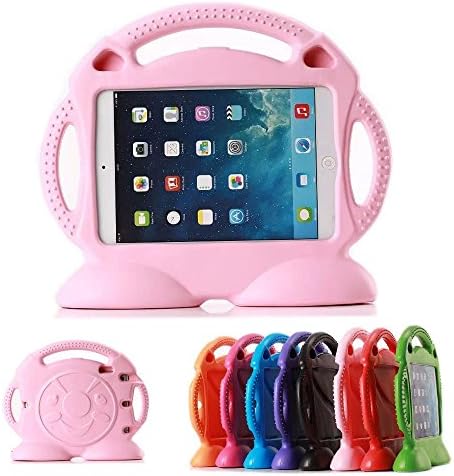 iPad Mini4 Kid Case, iPad Mini3 Kid Cover, DeeMall Thomas Multi Function Child/Shock Proof Kids Cover Case with Stand/Handle for Apple iPad Mini 1/2/3/4 Generation Tablet - Thomas Pink