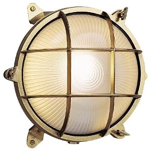 Buy Bulkhead 10 1 4 Wide Brass Round Outdoor Wall Light by Universal Lighting and Decor now!