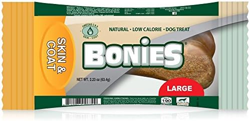 Bonies Skin & Coat Treats for Dogs, Promote Silky Coat & Healthy Skin, Healthy Teeth & Fresh Breath, Low Calories - Chicken Flavor, Large, Single Bone