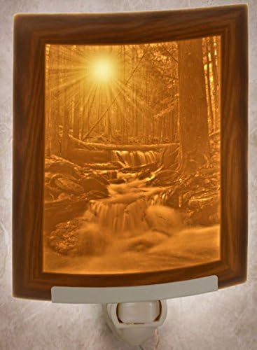 Mystical Falls - Curved Porcelain Lithophane Night Light