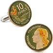 Hand Pained French Ten Cent Coin Cufflink