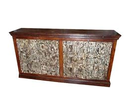 Hand Carved Teak Old Doors Chest Sideboard Buffet Furniture From India