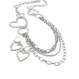 Silver Link Heart Chain Necklace and Earring Set Fashion Jewelry 24