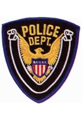 2 (Pair) Eagle Center Police Officer Shoulder Patch Badge Insignia Emblem Blue Border