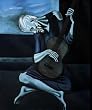 Art Reproduction Oil Painting - Picasso Paintings: The Old Guitarist, 1903 - Classic 20" X 24" - Hand Painted Canvas Art
