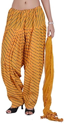 VB Originals Women's Cotton Salwar (Pants) With Dupatta (Stole) Medium Yellow