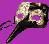 Midnight Casanova Venetian, Masquerade, Mardi Gras Mask Black/Gold Style D