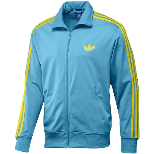 Adidas Herren Sweatjacke Firebird Tracktop, super cyan/sun, XXL, X41203