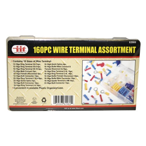 Illinois Industrial Tool 82980 Non-Soldering Electrical Terminal Assortment - 160 Pc