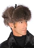 Mens Raccoon Trooper Fur Hat - Leather Crown