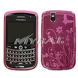 Blackberry Tour 9630 Pink Butterfly Flower Candy Skin Cover Silicone/Gel/So ....