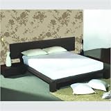 Curve Platform Queen Bed + 2 Night Stands Ebony Zebra Wood