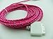 Lot of 3pcs Ruggedized Braided Fabric Colorful 10ft 3m 3meters Extra Long 30pin USB 2.0 Charger Cable Cords for Iphone 4 4s Ipod Touch 4 Nano 6 Black White Hotpink