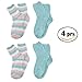 BambooMN Super Soft Warm Cozy Fuzzy Cozy Home Socks - Aquamarine Combo - 4prs