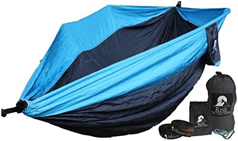 OPENING SALE | Alpine Ridge Deluxe Nylon Camping Hammock (INCLUDES HEAVY DUTY STRAPS!) | Slate Gray/Glacier Blue