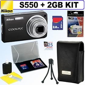 Nikon Coolpix S550 10MP Digital Camera (Graphite Black) + 2GB Accessory Kit by Nikon