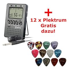 Stimmger�t f�r Gitarre und Bass sowie Blasinstrumente und Streichinstrumente mit Metronom + Gratiszugabe 12 x Plektrum