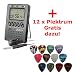 Stimmger�t f�r Gitarre und Bass sowie Blasinstrumente und Streichinstrumente mit Metronom + Gratiszugabe 12 x Plektrum