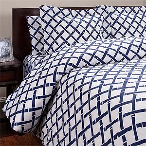 Cane 240TC Cotton Duvet Set, Full/Queen, Blue