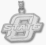 Oklahoma State Cowboys New Block O State 5/8 Pendant - Sterling Silver Jewelry